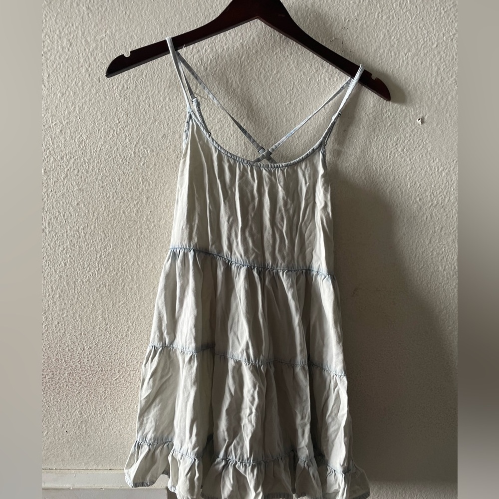 Light Blue Billabong Spaghetti Strap Blouse w Ruffles